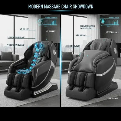 Detailed comparison of Osaki and Kahuna massage chair features, highlighting their unique technologies and benefits